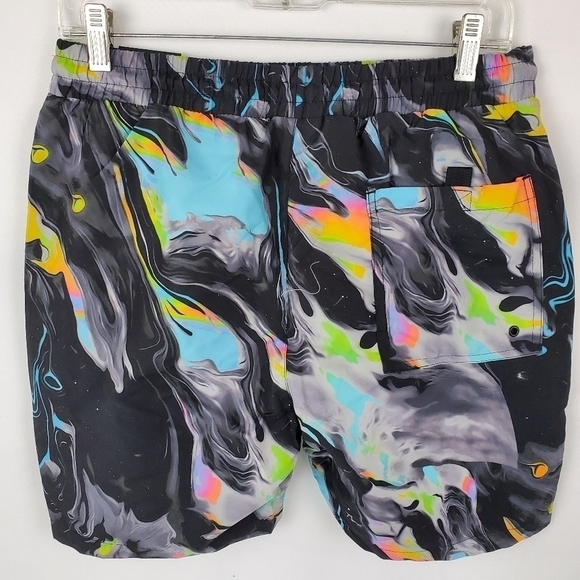 360 Surf Mens Beach Short Black w/ Colored Pattern Recycled Poly Choose Size - Picture 7 of 12